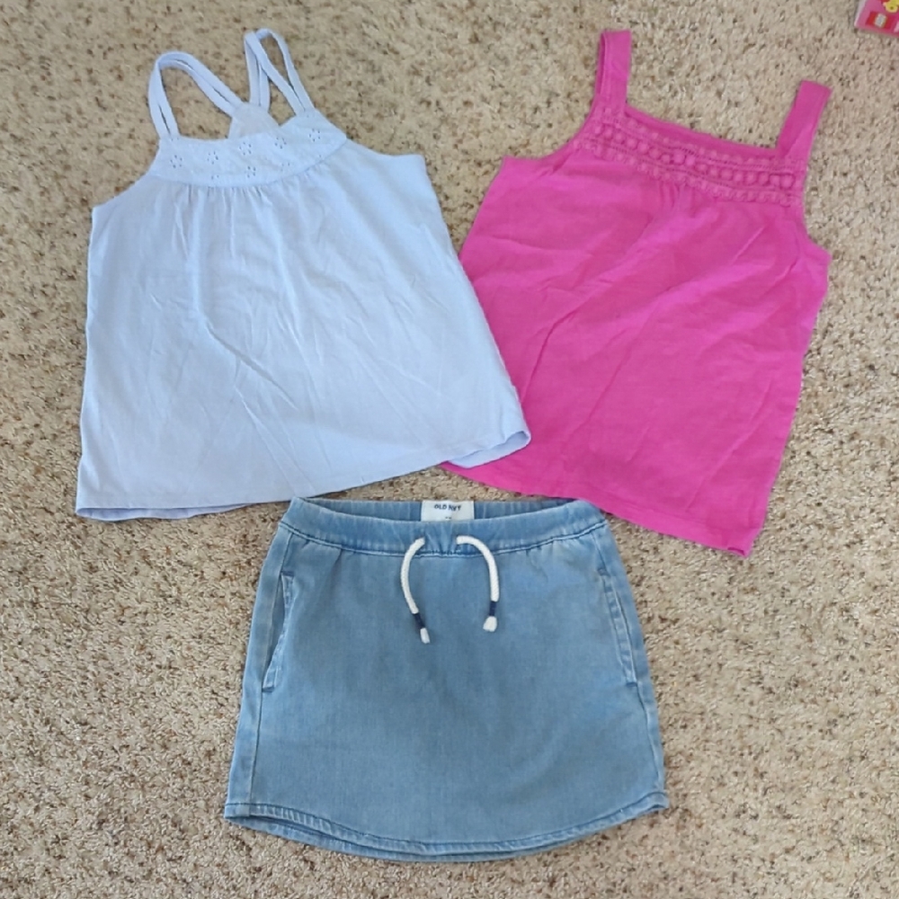 Girls Tank Top and Denim Skirt Lot, Size 8